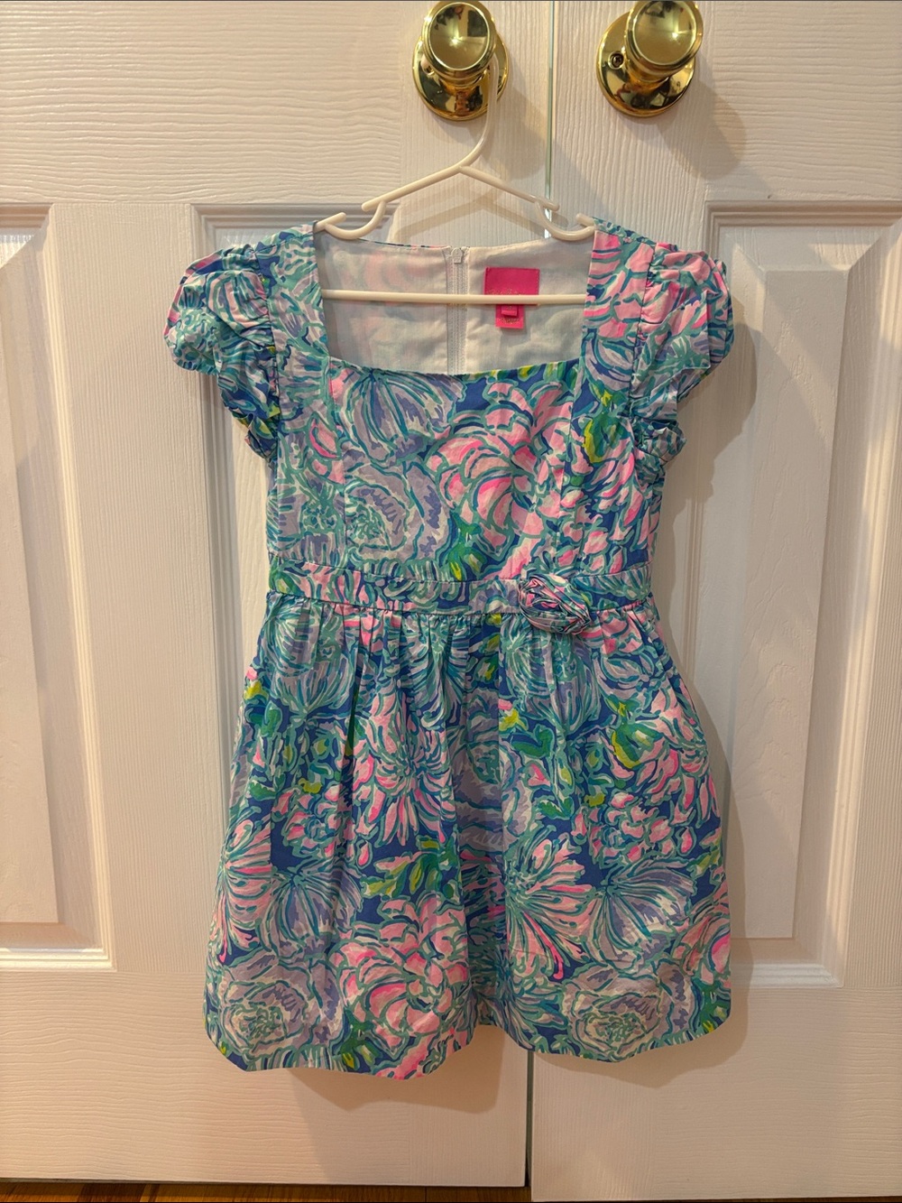 Lilly Pulitzer Pink & Blue Floral Square-Neck Dress